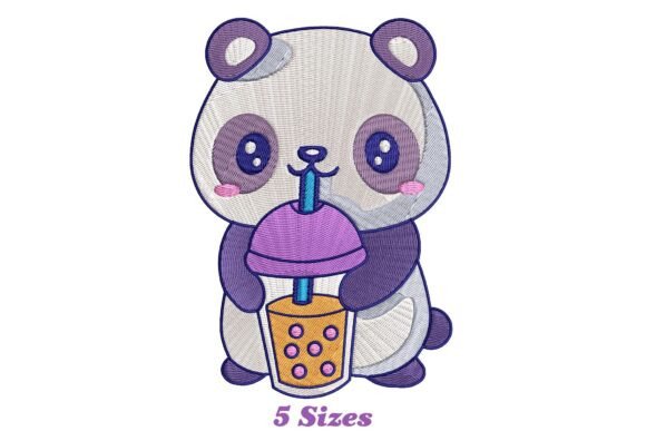Funny Panda Drinking Boba Tea